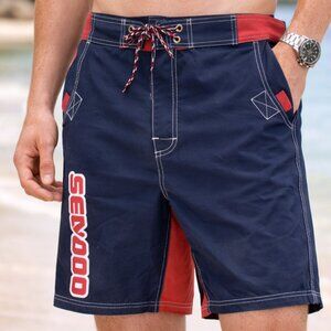 NWT Sea-Doo Bombardier Navy Blue Classic 18” Board Shorts XL 40 waist NWT